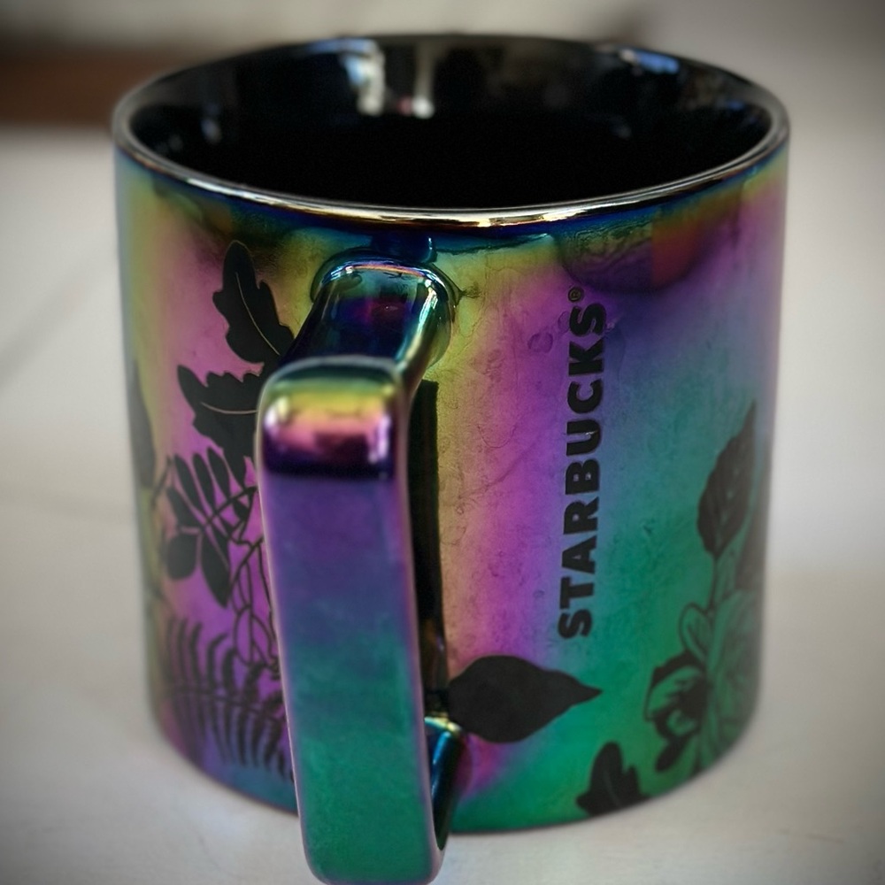 Starbucks 2020 Fall Halloween Black Iridescent Rose Mug